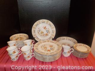 Set of Crescent Fine China “Spring Moon” by Ranmaru, Japan (43 pc)