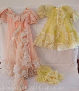 2 Precious Little Girl’s Handmade Dresses with Bonnet