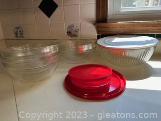 Pyrex & Arcoroc Glass Bowls, Some w/Lid 