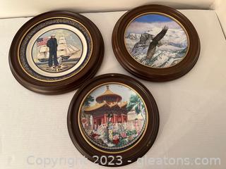 Stately Collection of 3 Framed Decorative Plates 