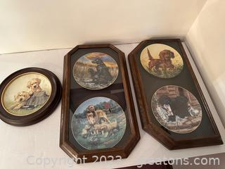 Adorable Framed Collectable Dog Plate Collection (Lot of 5) 