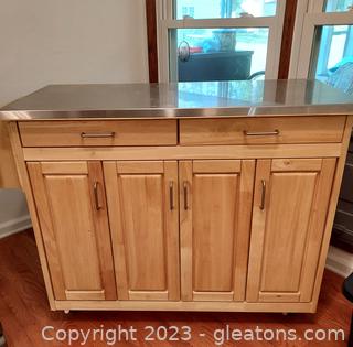 Very Nice Portable Kitchen Island with Stainless Color Top