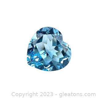 Loose 11ct Blue Topaz Heart Gemstone