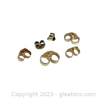 3 Pairs of 14kt Yellow Gold Earring Backs