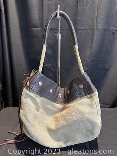 Preston & York Leather & Linen Handbag