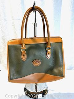 Dooney & Bourke Green & Brown Classic Pebbled Leather Handbag