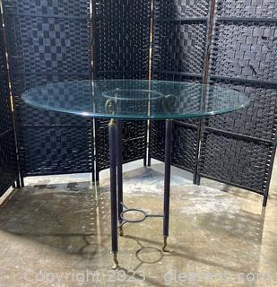 Round Glass Top Patio Table with Iron Base