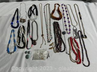 Collection of Costume Necklaces including Multi Strand, Slide, Wooden, Plus Other Jewelry items! (20+ items)