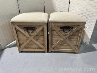 Adorable Farmhouse Style Storage Ottomans (lot of 2)