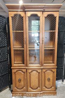 Mid Century One Piece China Cabinet with Screen doors-glass is missing