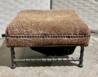 Upholstered Footstool on Metal base