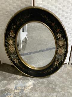 Handpainted Wooden Oval Mirror