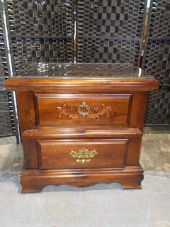 Matches Lots 2104 2103, and 2114 Vintage Cherry Nightstand with Protective Glass Cover on Top
