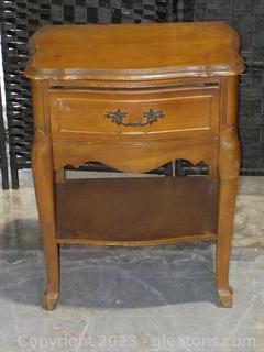 Vintage MCM Wooden Night Stand with a Drawer and Bottom Shelf