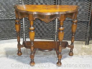 Beautiful Vintage Wooden Demilune Console Table