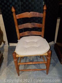 Vintage Small Wooden Ladder Back Side Chair W/Rush Seat (Matches Lot 2124)