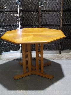 Small Vintage Oak Dining Table with Octagonal Shape