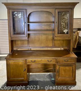 Hooker Computer Credenza Desk with Lighted Hutch 