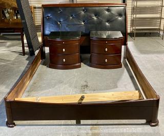 Modern King Sized Bed Frame & Pair of Nightstands