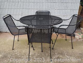 5 Piece Vintage Wrought Iron Patio Set-Table and 4 Chairs