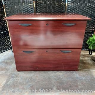 2 Drawer Cherry Finish File Cabinet