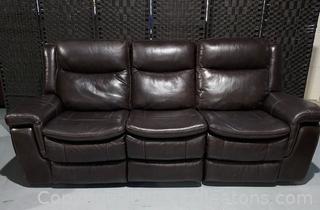 Nice Brown 3 Person Reclining Leather Sofa-Electric, each end reclines