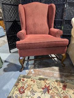 Classic Upholstered Wing Back Arm Chair 