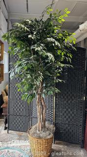 Pretty Artificial Ficus Tree in Basket Pot 