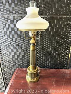 Brass Lamp w/Double Glass Shade 