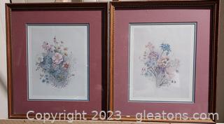 Pair of Signed Floral Lithographs by Bertrand