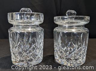 Waterford Crystal Condiment Jars with Lids (2) 