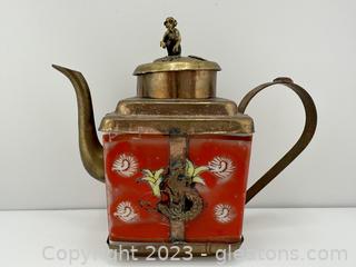 Antique Chinese Teapot with Monkey Lid