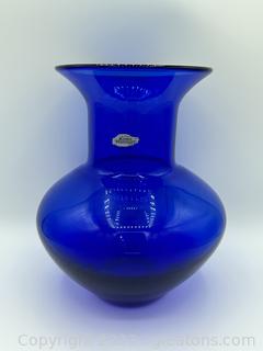 Blenko Handcraft USA Cobalt Blue Vase