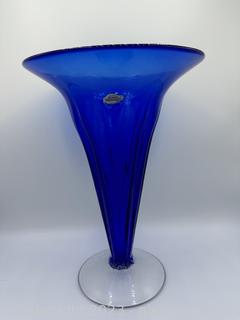 Blenko Cobalt Blue Trumpet Vase