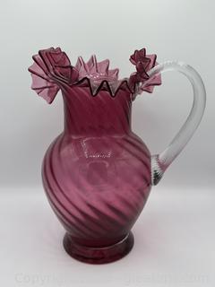 Large Fenton Ruby Swirl Pitcher
