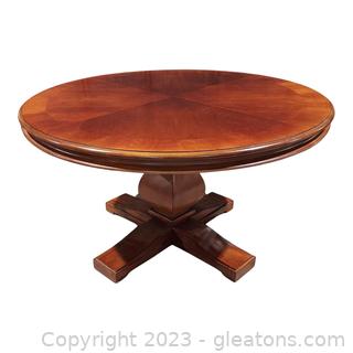Gorgeous Round Pedestal Table with Banded Inlay Top