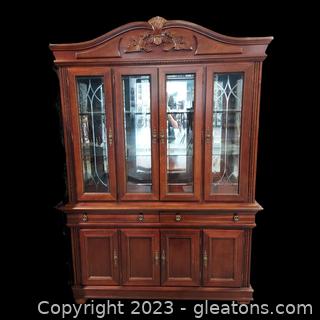 Beautiful Lighted China Cabinet-2 Pieces