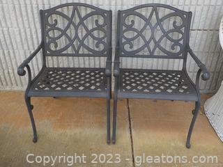 Elegant Pair of Wide Metal Patio Chairs (Do not rock or Swivel)