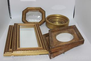 Ornate Gold Toned Framed Small Wall Mirrors (6)