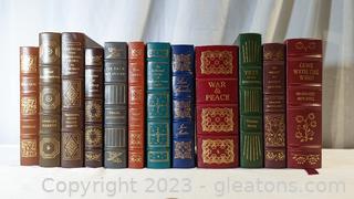 Collection of 12 Classic books Bound in Leather, 1980s