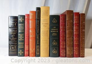 Collection of 11 Classic Books Bound in Leather, 1980s