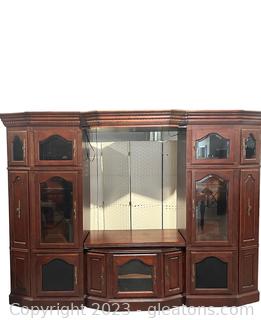 Gorgeous Cherry Entertainment Center with Slide out DVD Storage & Beveled Glass