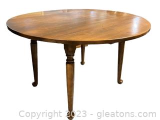 Lovely Solid Wood Drop Leaf Queen Anne Style Dining Table-Has 2 15” W leaves-Pictured separately