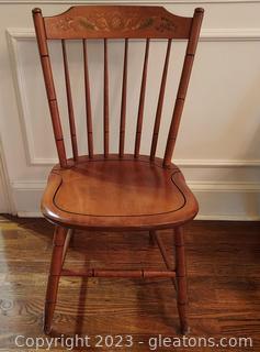 Lovely Mid-Century Spindle Back Chair with Stenciled Back
