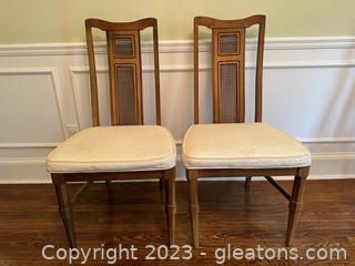 Beautiful Mid Century Wood w/Cane back Dining Chairs (lot of 2)