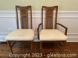Beautiful Mid Century Wood w/Cane Back Dining Armchair & Side Chair (lot of 2)