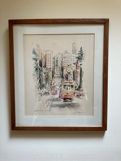 After John Haymson Lithograph on Paper of “Cable Cars, San Francisco”