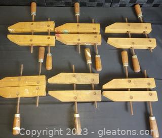 Set of 6 Vintage Jorgensen Wood Clamps
