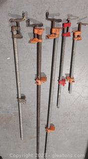 5 Vintage Metal Bar Clamps for Wood Working length of pipes are in the description