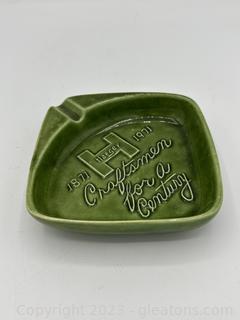 Haeger 1871-1971 Craftsmen for a Century Green Pottery Ashtray 